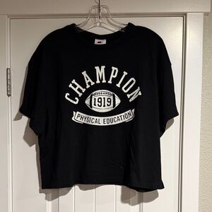 Champion Women’s Black Tee with White Logo